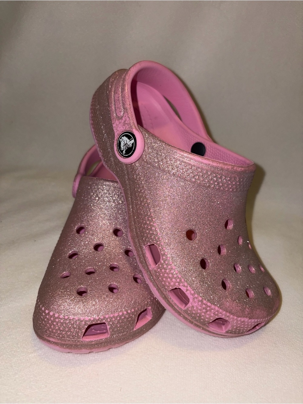 CROCS Kids Glitter Pink Clog with Heel Strap girl size 13